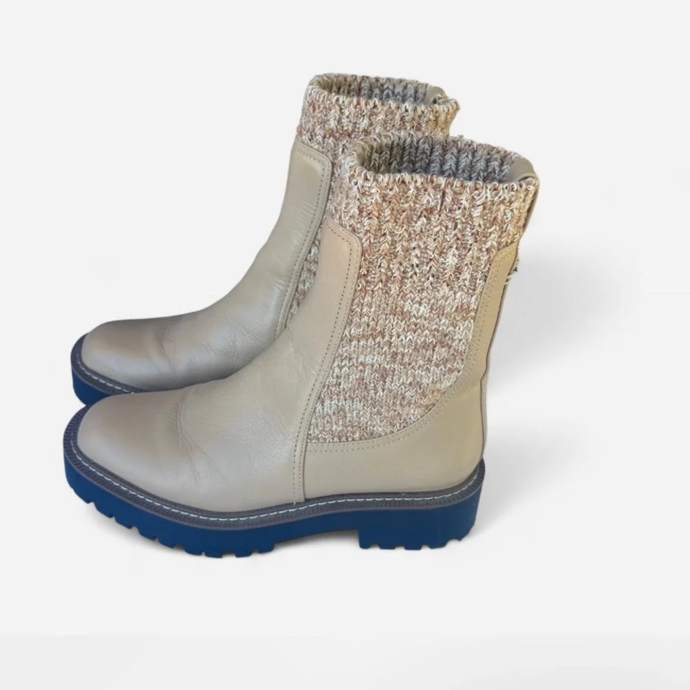 Sam Edelman Beige Ankle Boots with Knit Detail
